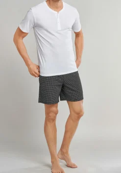 SCHIESSER Mix+Relax lounge broek, korte pijpen, dun, zwart geruit