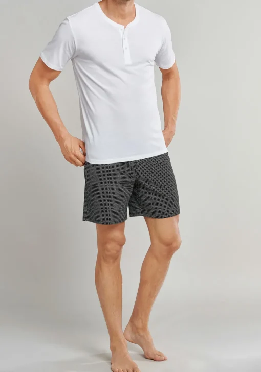 SCHIESSER Mix+Relax lounge broek, korte pijpen, dun, zwart geruit