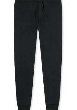 SCHIESSER Mix+Relax lounge broek, lange pijpen met boord, dun, zwart