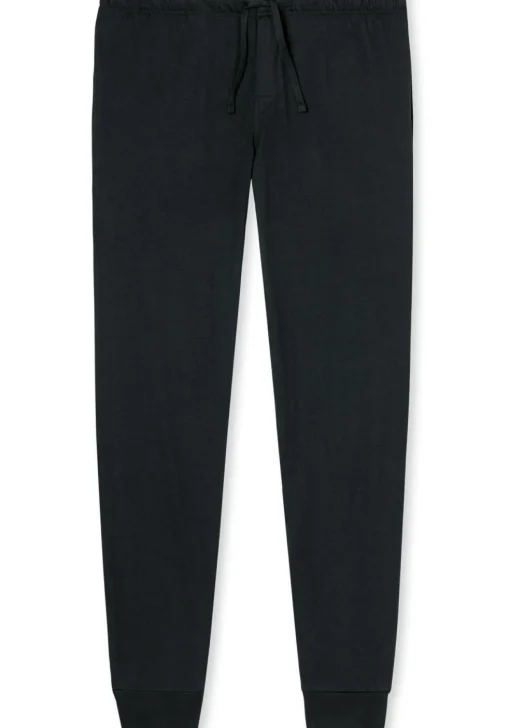 SCHIESSER Mix+Relax lounge broek, lange pijpen met boord, dun, zwart