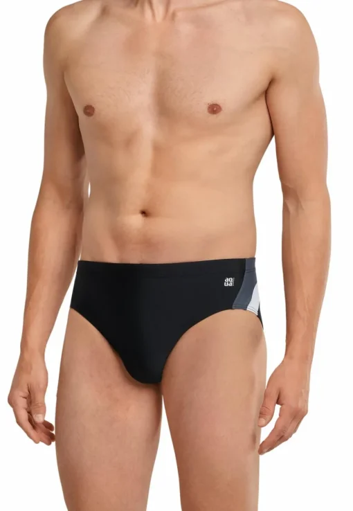 SCHIESSER Nautical Active heren badkleding, retro zwembroek in gerecyclede tricot zijstrepen zwart