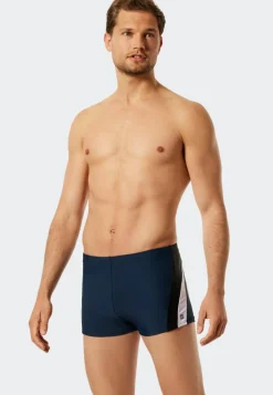 SCHIESSER Nautical Active heren badkleding, retro-zwembroek tricot gerecycled zijdelingse stroken admiraalblauw