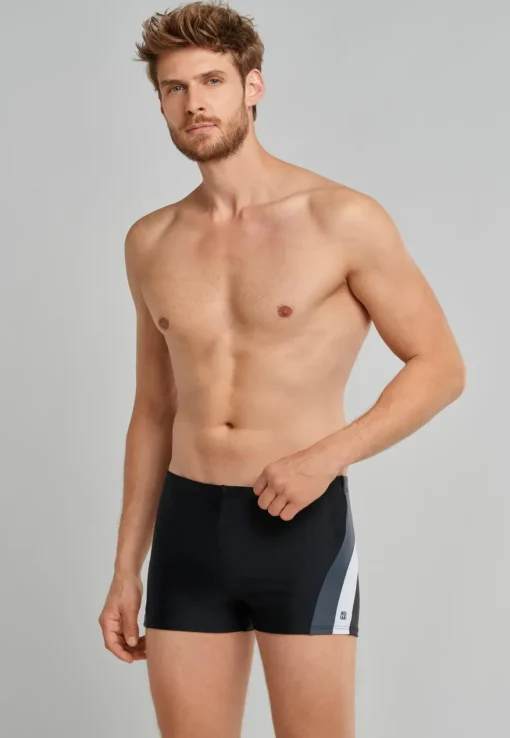 SCHIESSER Nautical Active heren badkleding, retro zwembroek in gerecyclede tricot zijstrepen zwart