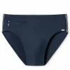 SCHIESSER Nautical Casual heren badkleding, zwemslip met ritszakje tricot gerecycled fijne stroken admiraalblauw