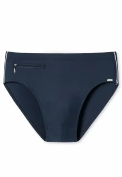 SCHIESSER Nautical Casual heren badkleding, zwemslip met ritszakje tricot gerecycled fijne stroken admiraalblauw