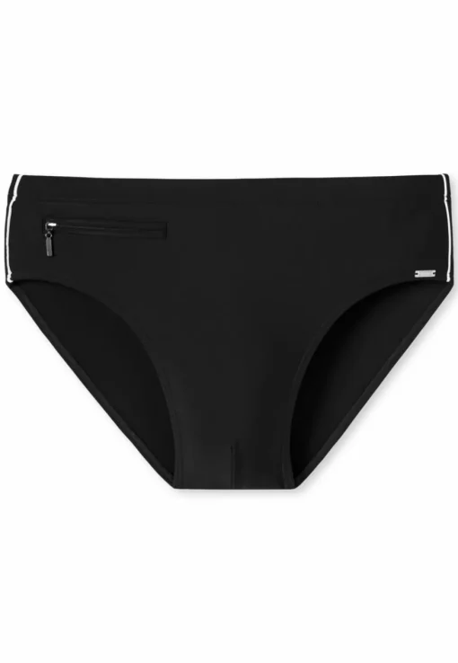 SCHIESSER nautical casual heren badkleding, bad-sir met ritszakje gerecycled tricot fijne strepen zwart