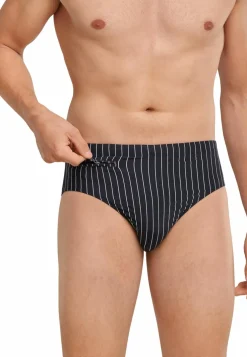 SCHIESSER Nautical Casual heren badkleding, zwemslip met ritszak breiwerk gerecycled strepen zwart