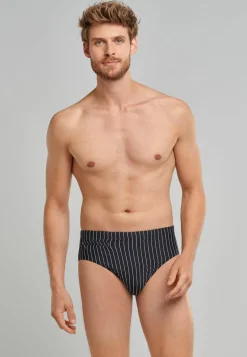 SCHIESSER Nautical Casual heren badkleding, zwemslip met ritszak breiwerk gerecycled strepen zwart