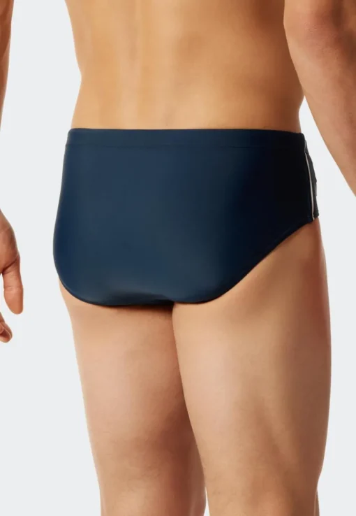 SCHIESSER Nautical Casual heren badkleding, zwemslip met ritszakje tricot gerecycled fijne stroken admiraalblauw