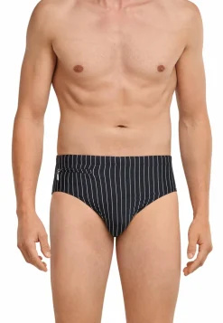 SCHIESSER Nautical Casual heren badkleding, zwemslip met ritszak breiwerk gerecycled strepen zwart