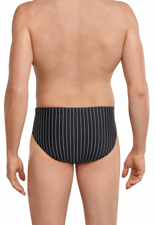 SCHIESSER Nautical Casual heren badkleding, zwemslip met ritszak breiwerk gerecycled strepen zwart