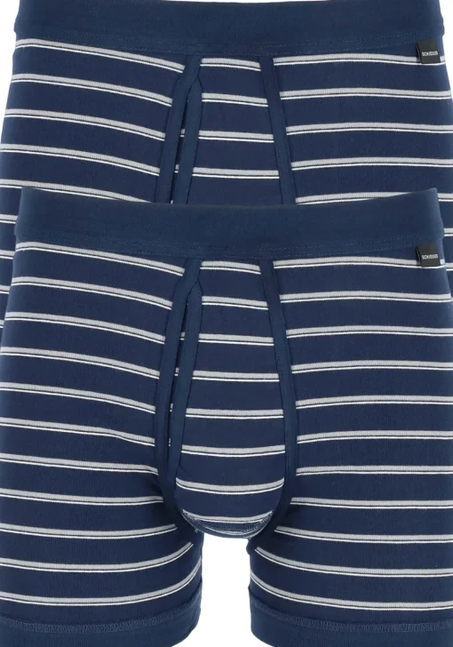 SCHIESSER Original Classics shorts (2-pack), Feinripp met gulp, blauw gestreept