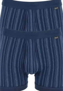 SCHIESSER Original Classics shorts (2-pack), Feinripp met gulp, blauw gestreept