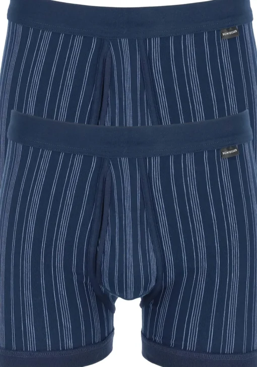 SCHIESSER Original Classics shorts (2-pack), Feinripp met gulp, blauw gestreept