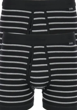 SCHIESSER Original Classics shorts (2-pack), Feinripp met gulp, zwart gestreept