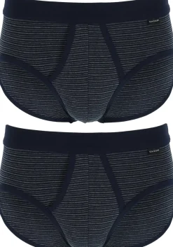 SCHIESSER Original Classics sportslips (2-pack), Feinripp met gulp, donkerblauw gestreept