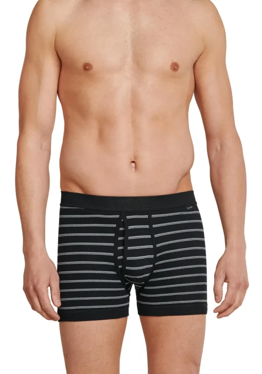 SCHIESSER Original Classics shorts (2-pack), Feinripp met gulp, zwart gestreept