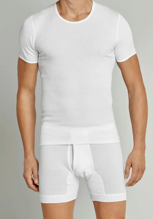 SCHIESSER Original Classics T-shirt (1-pack), Doppelribb met O-hals, wit