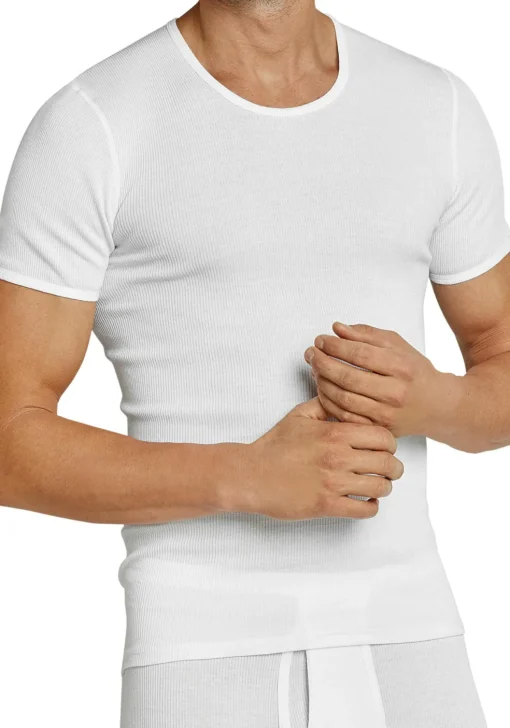 SCHIESSER Original Classics T-shirt (1-pack), Doppelribb met O-hals, wit