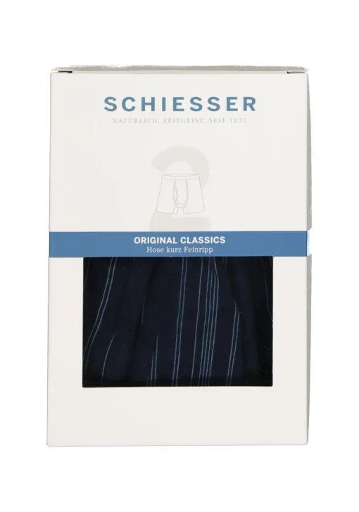 SCHIESSER Original Classics shorts (2-pack), Feinripp met gulp, blauw gestreept
