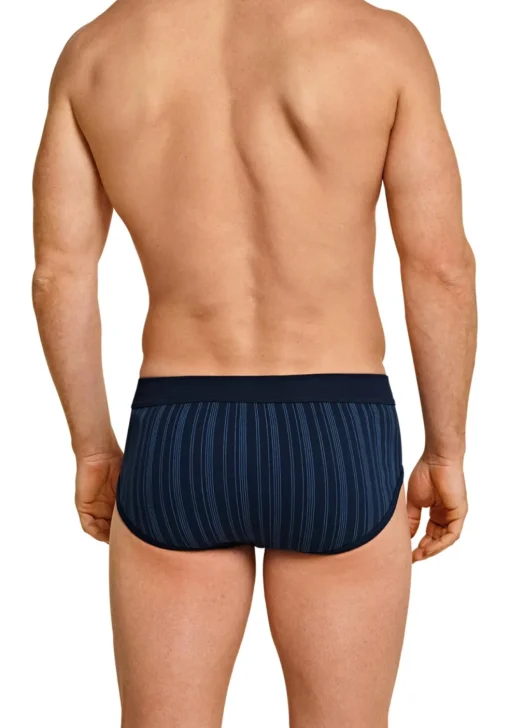 SCHIESSER Original Classics sportslips (2-pack), Feinripp met gulp, donkerblauw gestreept