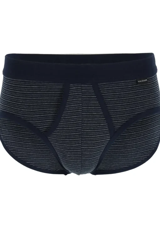 SCHIESSER Original Classics sportslips (2-pack), Feinripp met gulp, donkerblauw gestreept