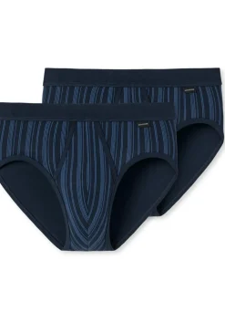 SCHIESSER Original Classics sportslips (2-pack), Feinripp met gulp, donkerblauw gestreept