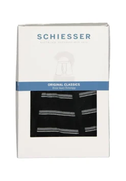 SCHIESSER Original Classics shorts (2-pack), Feinripp met gulp, zwart gestreept