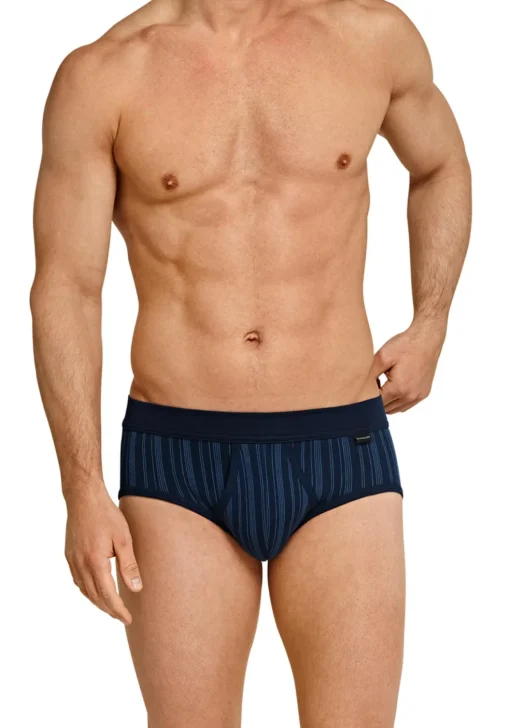SCHIESSER Original Classics sportslips (2-pack), Feinripp met gulp, donkerblauw gestreept