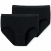 SCHIESSER Original Feinripp slip (2-pack), heren sportslips met gulp, fijnrib, zwart