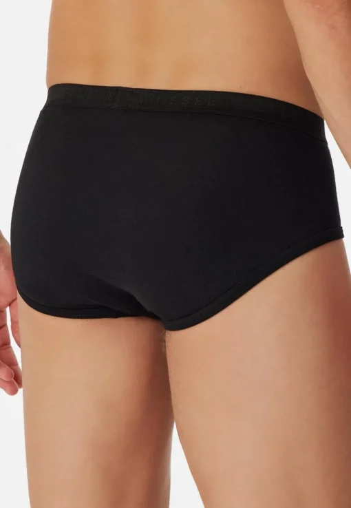 SCHIESSER Original Feinripp slip (2-pack), heren sportslips met gulp, fijnrib, zwart
