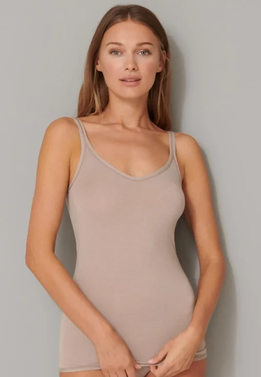 SCHIESSER Personal Fit singlet (1-pack), dames bruine spaghettitop