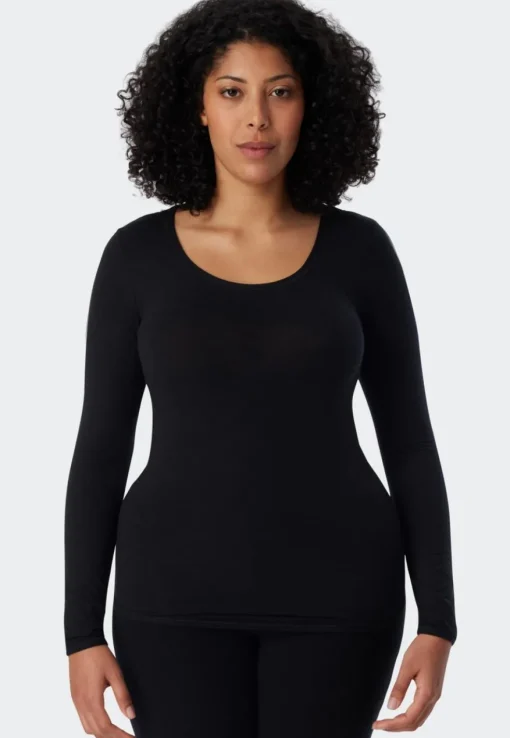 SCHIESSER Personal Fit T-shirt (1-pack), dames shirt lange mouwen zwart