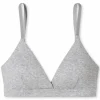 SCHIESSER Pure Rib bh (1-pack), dames beha zonder beugel dubbelrib biologisch katoen uitneembare pads zwart