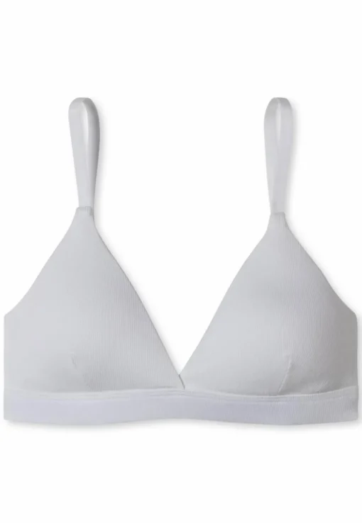 SCHIESSER Pure Rib bh (1-pack), dames beha zonder beugel dubbelrib biologisch katoen uitneembare pads zwart