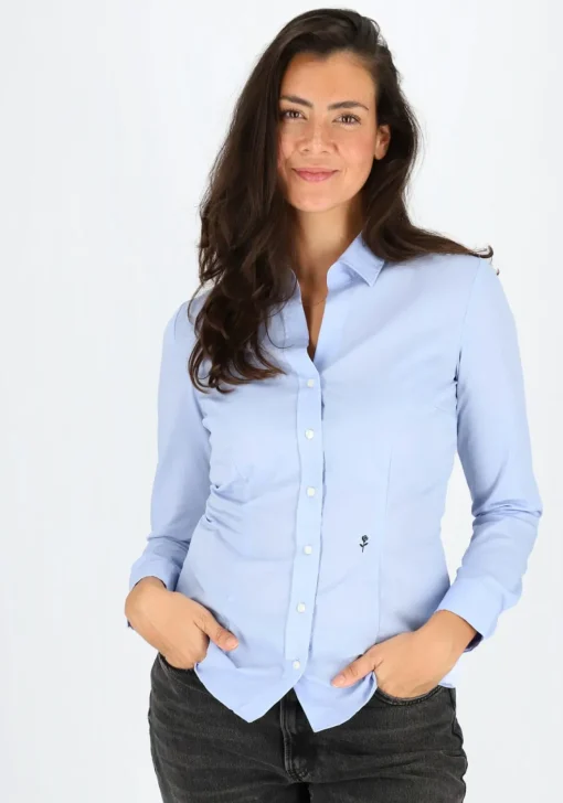 Seidensticker dames blouse slim fit, lichtblauw