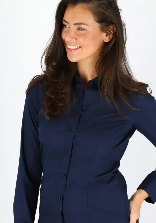 Seidensticker dames blouse slim fit, donkerblauw