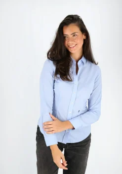 Seidensticker dames blouse slim fit, lichtblauw