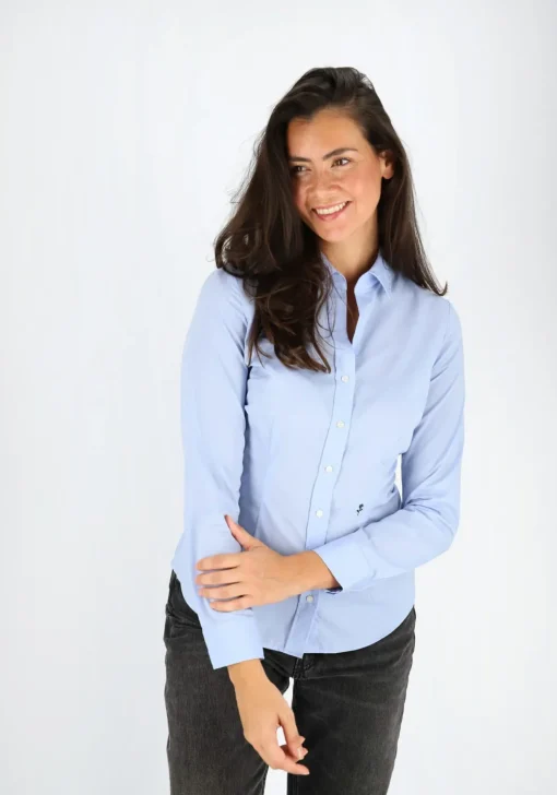 Seidensticker dames blouse slim fit, lichtblauw