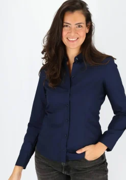 Seidensticker dames blouse slim fit, donkerblauw
