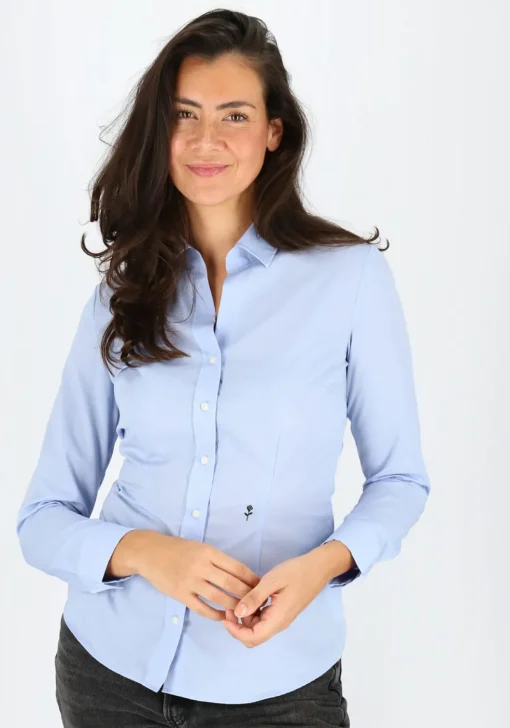 Seidensticker dames blouse slim fit, lichtblauw