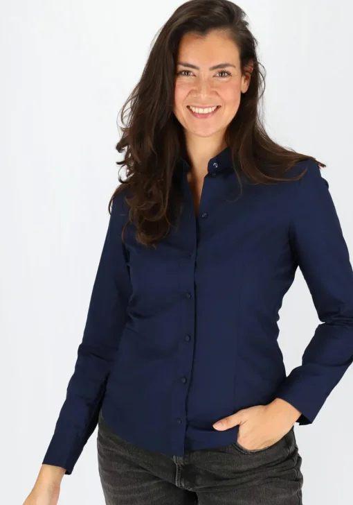 Seidensticker dames blouse slim fit, donkerblauw