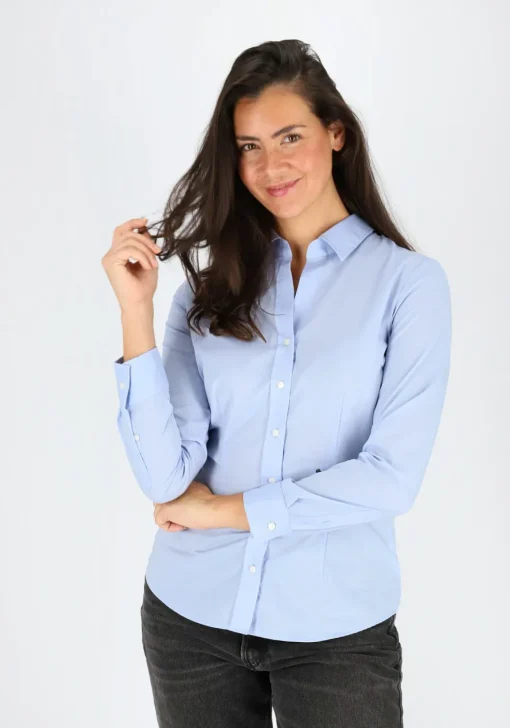 Seidensticker dames blouse slim fit, lichtblauw