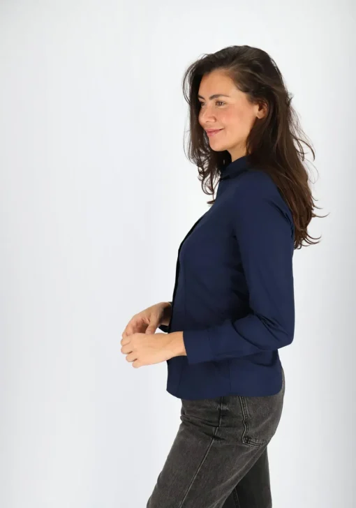 Seidensticker dames blouse slim fit, donkerblauw