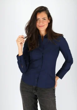 Seidensticker dames blouse slim fit, donkerblauw