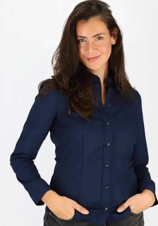 Seidensticker dames blouse slim fit, donkerblauw