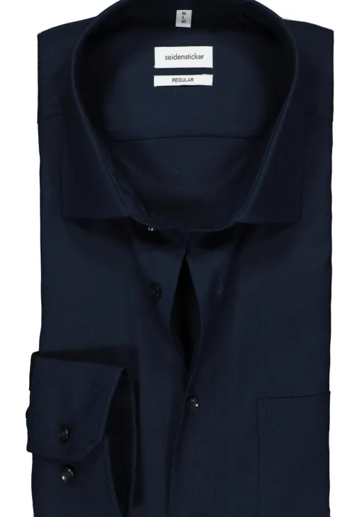 Seidensticker regular fit overhemd, donkerblauw structuur