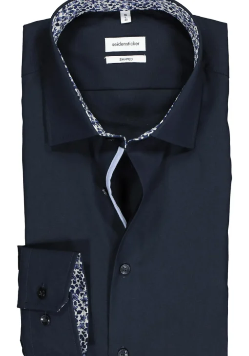 Seidensticker shaped fit overhemd, donkerblauw (contrast)