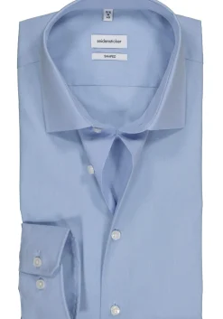 Seidensticker shaped fit overhemd, blauw fil a fil
