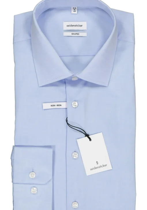 Seidensticker shaped fit overhemd, blauw